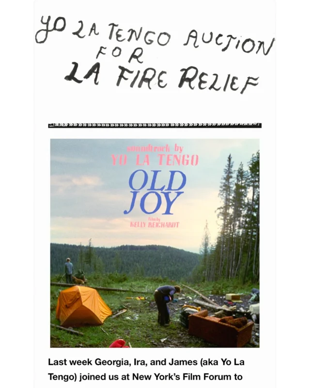 @therealylt is auctioning off 5 signed Test Pressings for LA Fire Relief, with 100% of the proceeds going to help people whose homes were damaged/destroyed. 

These are TPs that we recently pressed of their soundtrack to the film ‘Old Joy’, starring @wignifier - first time ever on vinyl, from our friends over @mississippirecords. 

Auction links in bio Linktree
@therealylt @mississippirecords @matadorrecords #pressedwithLOVEinChicago #diyvinyl #diyvinylpressing #independentpressingsupportsindependentmusic